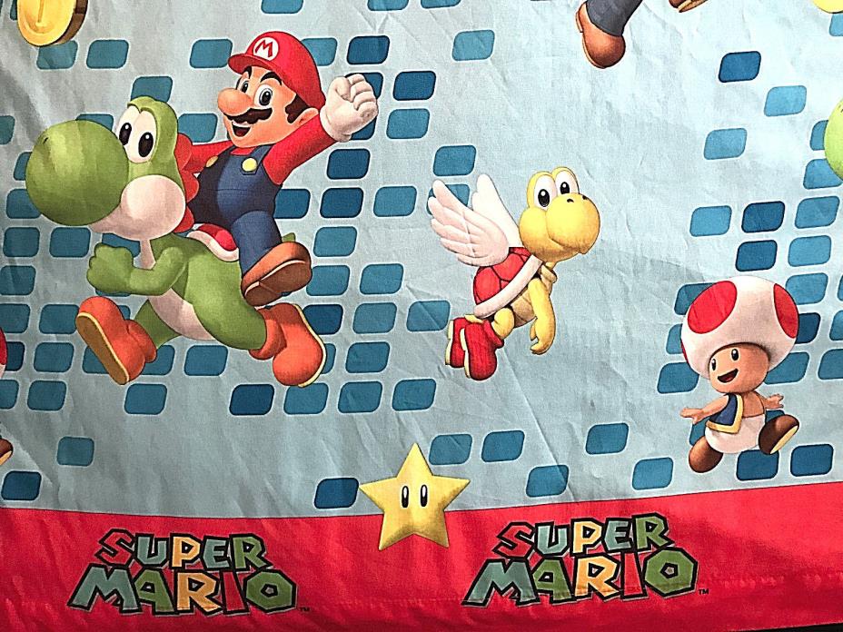 2014 Nintendo Super Mario Bros Twin Flat Sheet 64 x 96 COLORFUL Blue Red Yellow