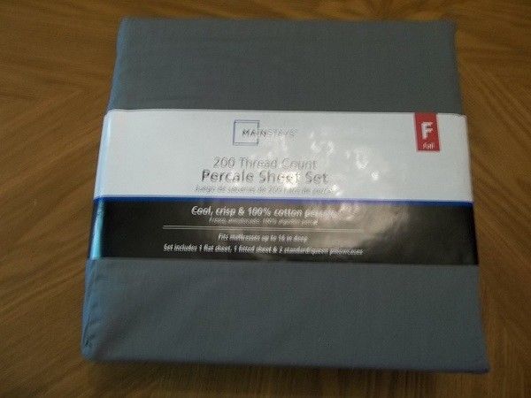Full Mainstays Bedsheets 200 Thread Count Percale Full/Dbl Size - Med Gray Grey