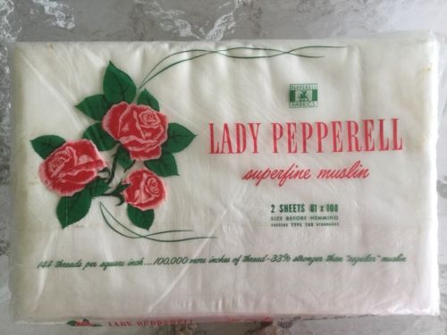 NOS New 2 Vintage Lady Pepperell Superfine Muslin Sheets 81 x 108  Full XL Flat
