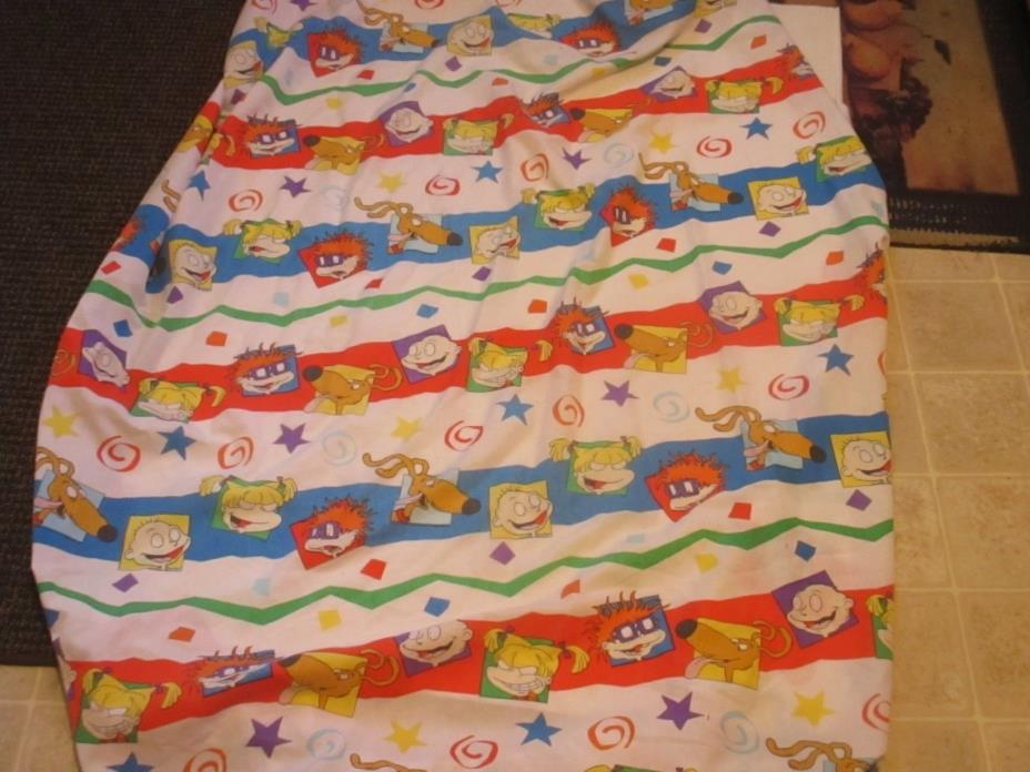 Vintage 1997 Rugrats Cartoon Fitted TWIN Sheet Bedding Fabric Tommy Angelica 218