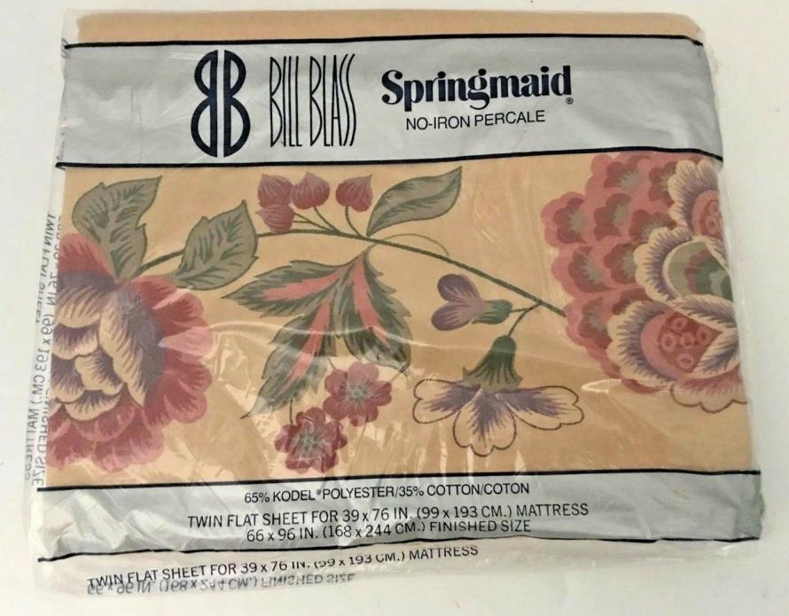 Bill Blass Springmaid TWIN Flat Sheet GWYNETH No Iron Percale 39 x 76  VINTAGE