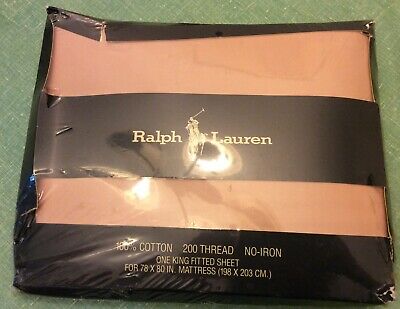 Ralph Lauren 100% Cotton Pink KING Fitted Sheet - MISPo