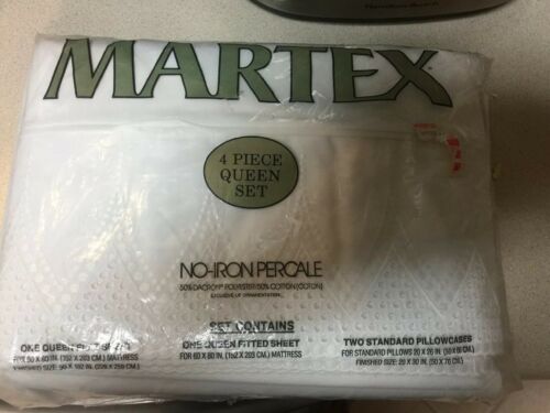 Vtg NIP Martex Luxury Percale Sheet Set QUEEN SIZE. CHATEAU EMBROIDERY.