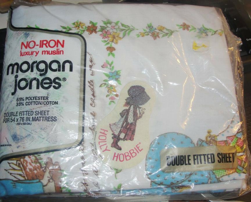 Vtg Morgan Jones Holly Hobbie Double Fitted Bed Sheet 70s Bedding