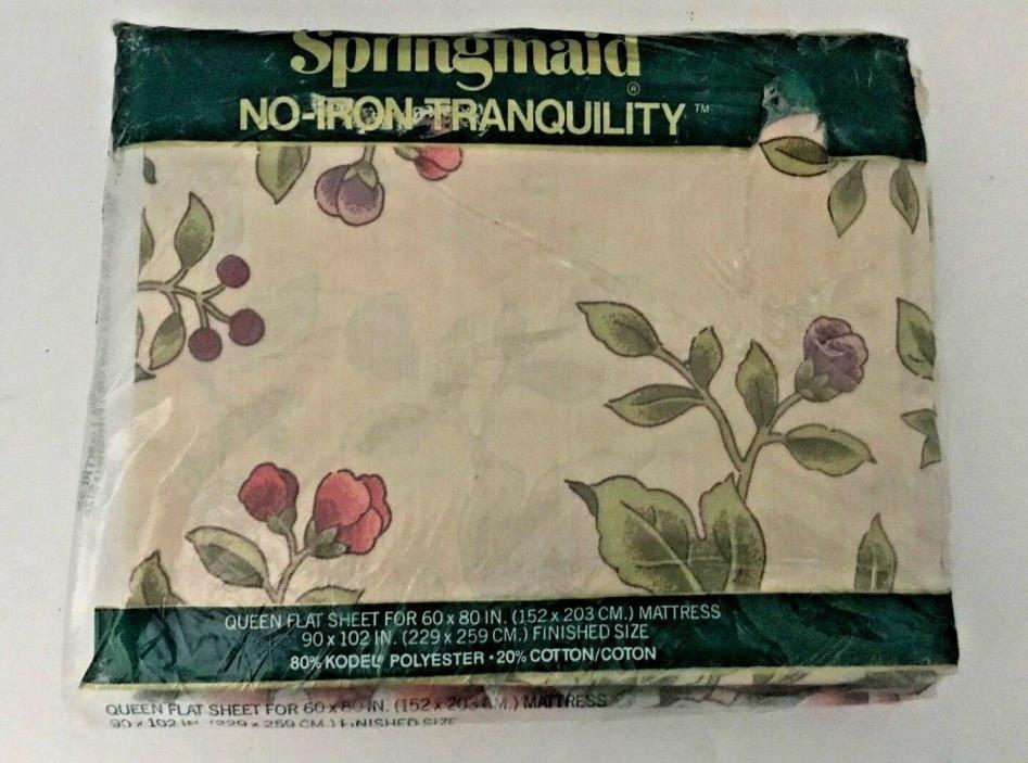 Springmaid Queen Flat Sheet Covent Garden 60 x 80 No Iron Tranquility VINTAGE