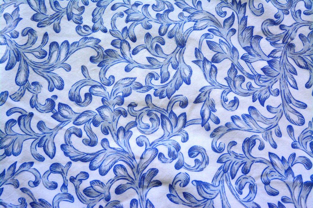 COTTAGE TWIN FLAT SHEET Blue & White RUFFLE COUNTRY FILIGREE CRISP 19