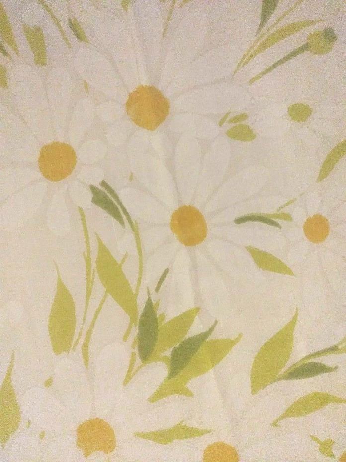 Vintage Morgan Jones Twin Flat Sheet Daisy Cream Green Crafts Fabric Daisies