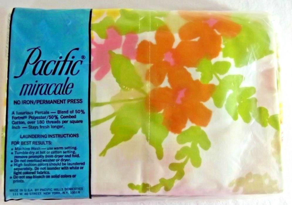 Pacific Miracale VINTAGE TWIN 4 Pc SHEET SET - Shadow Flowers - 1960s NEW