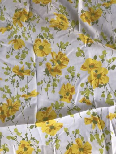Vintage Morgan Jones Yellow Floral Fitted Sheet   Size Full Double