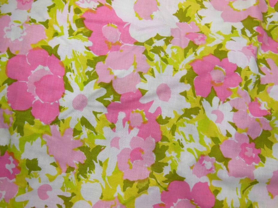 Vintage Springmaid Marvelaire Double Fitted Sheet Pink Floral 50 Cotton 50 Poly