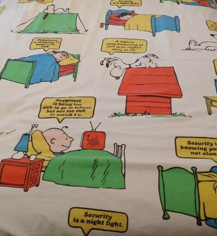 VTG Peanuts Snoopy Bed Sheet Quilting Crafting Twin