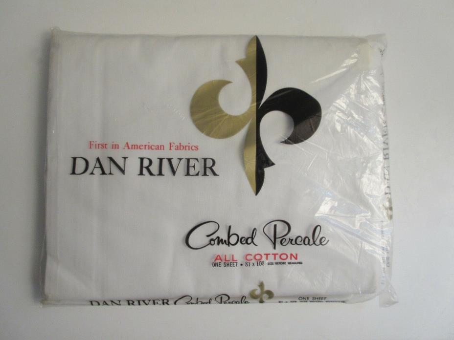 VINTAGE DAN RIVER COMBED PERCALE ALL COTTON FULL FLAT SHEET USA NOS