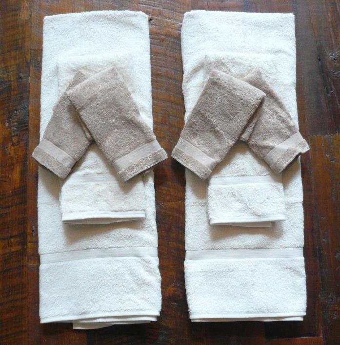 Vtg Lot NOS Towel Set Fieldcrest 100% Pima Cotton Loop Ivory Beige Bath Hand 8pc