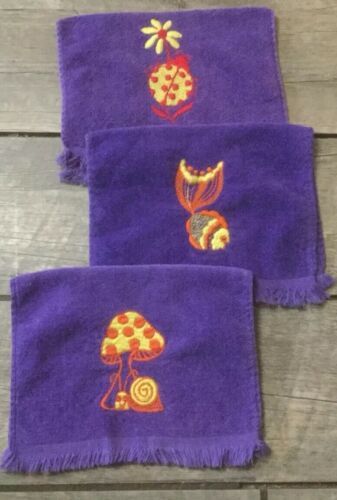 Vintage Kitchen Towels 1970's Cannon USA Mushroom Retro Hand Dish Far Out Groovy