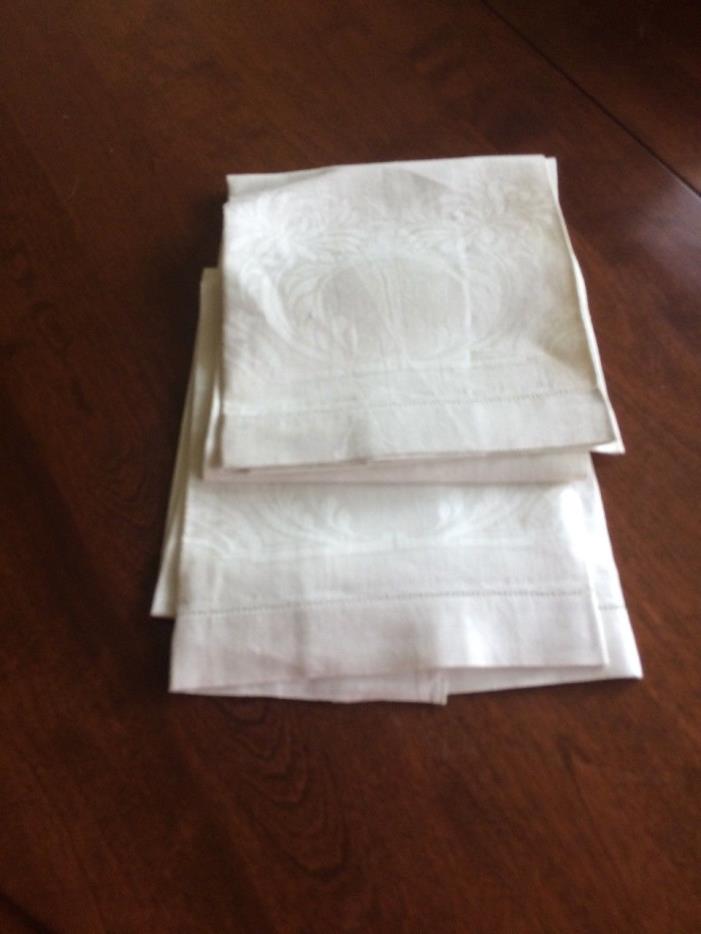Vintage  2 Ivory  Silk Damask Towels 18 x 34