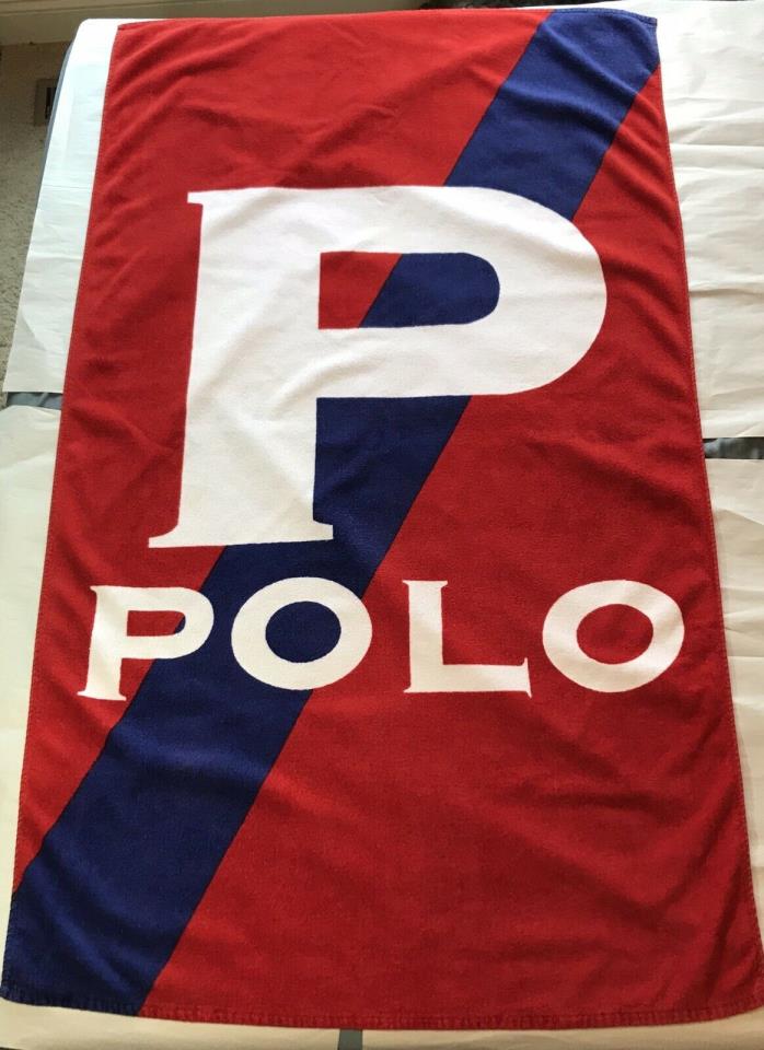 Vintage POLO Ralph Lauren Spell Out Beach Towel 58”x34