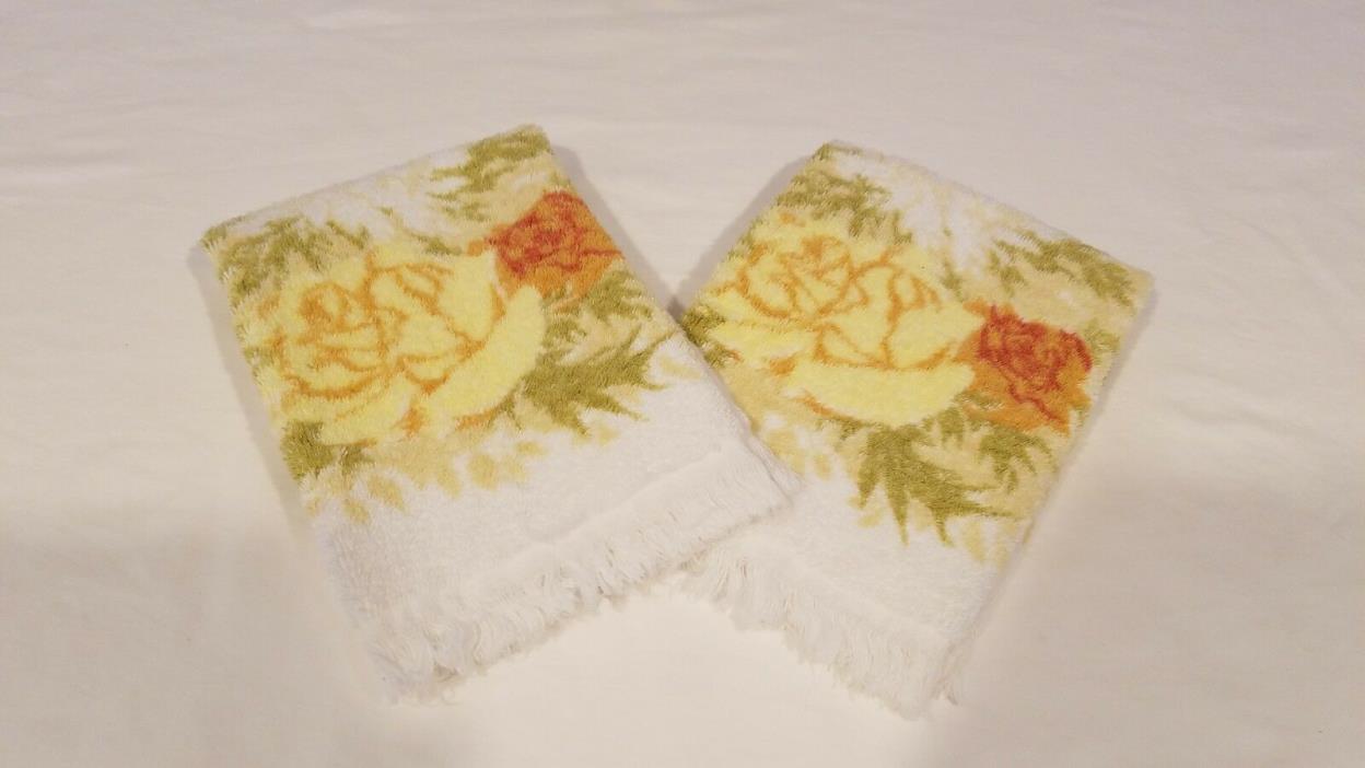 Vintage 1970's Lot of (2) Fieldcrest Royal Velvet Guest Hand Towels