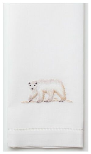 Polar Bear 100% Cotton Hand Embroidered Guest Hand Towel NWT