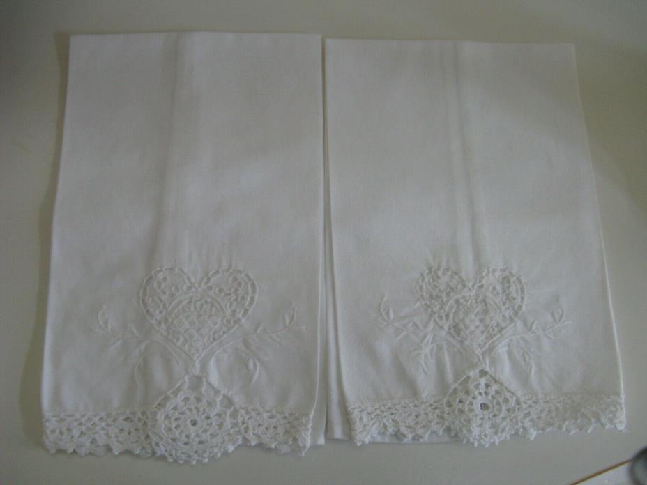 Pair of Linen Cut Work Guest Towels