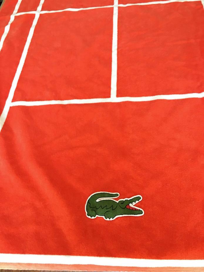 NOS Vintage IZOD LACOSTE Tomato Red Alligator Embroidered Beach Towel