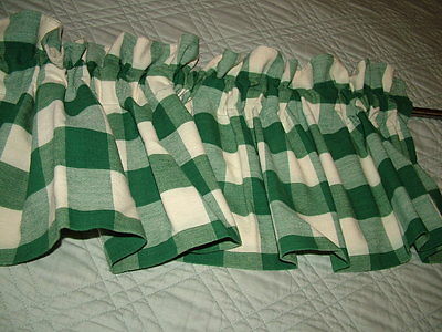 HUNTER GREEN CHECKED COUNTRY VALANCE 68X13.5 LINED BALLOON VALANCE