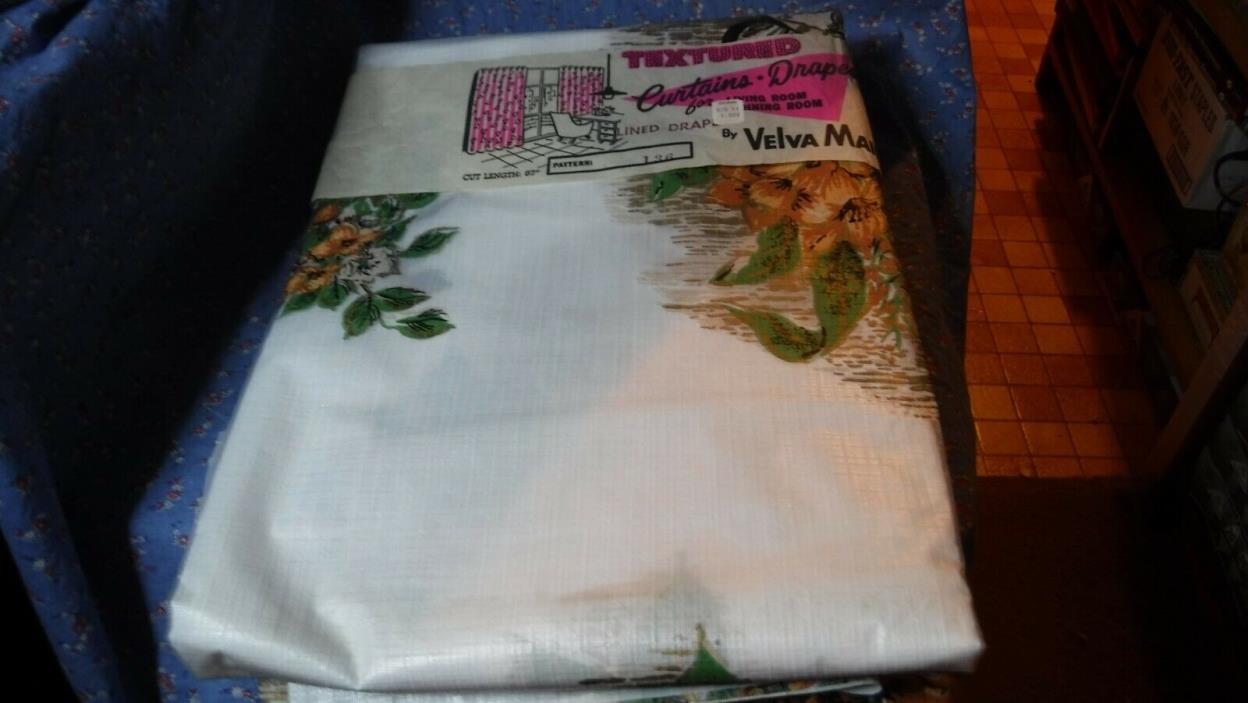 NWT Vintage Textured Curtains Drapes by Velva Maid 2 Panels  Each 36