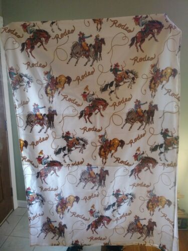 RARE VINTAGE WESTERN COWBOY RODEO CURTAIN PANELS