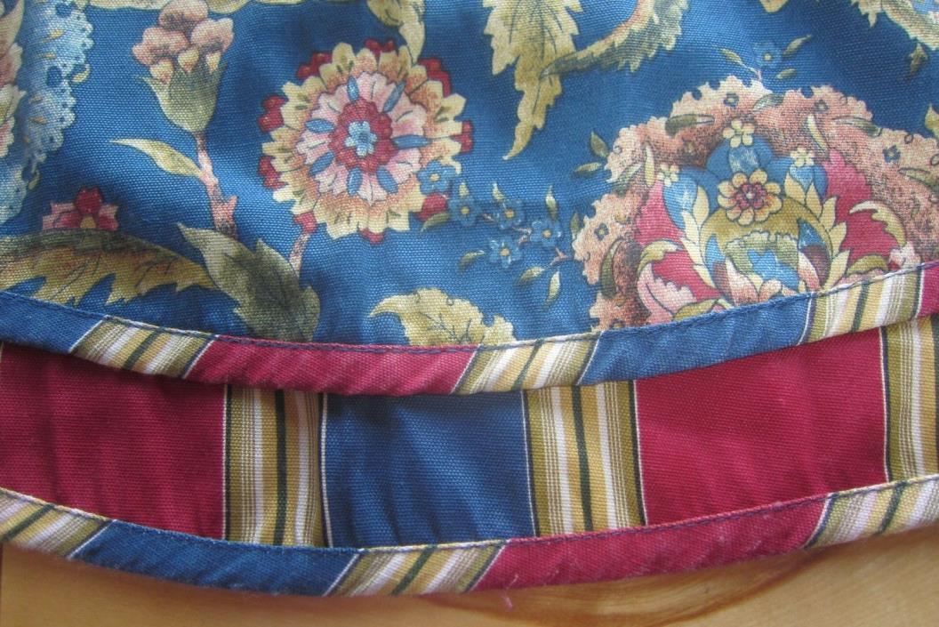 4 TRADITIONS WAVERLY FLORAL & STRIPE DEEP BLUE RED GREEN SCALLOP VALANCE 16X49