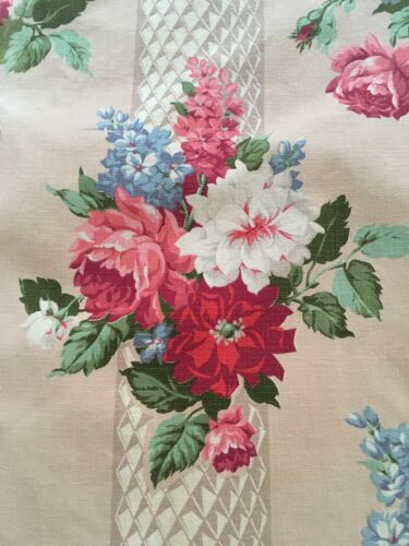 Vintage Floral Lined Barkcloth Drapes