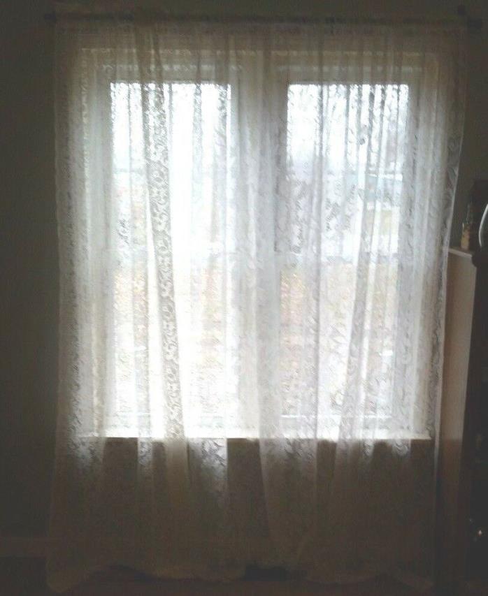 Vig. Beautiful Pair Sheers/Curtains Window Floral Appendix & Bobbin Lace