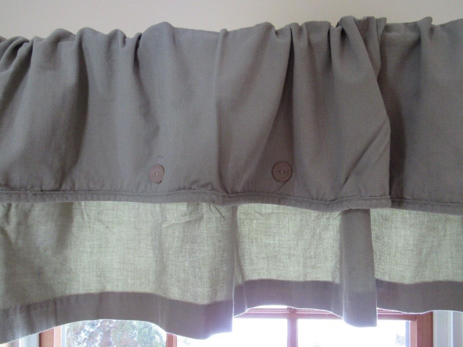 2 CROSCILL SAGE GREEN BRUSHED TWILL HAMPSHIRE BUTTON VALANCES 14X52  HAVE 8