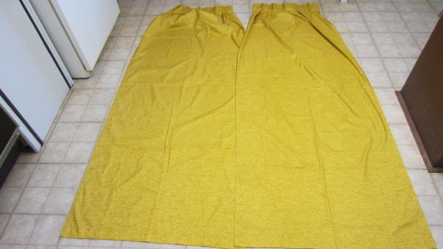 2) Vintage Pinch Pleated Harvest Gold Curtain Panels, 24 in. x 82 in. Each, 48 T