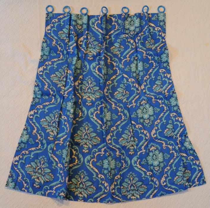 Vintage Cafe Curtain Panel Rings Vibrant Blue - New