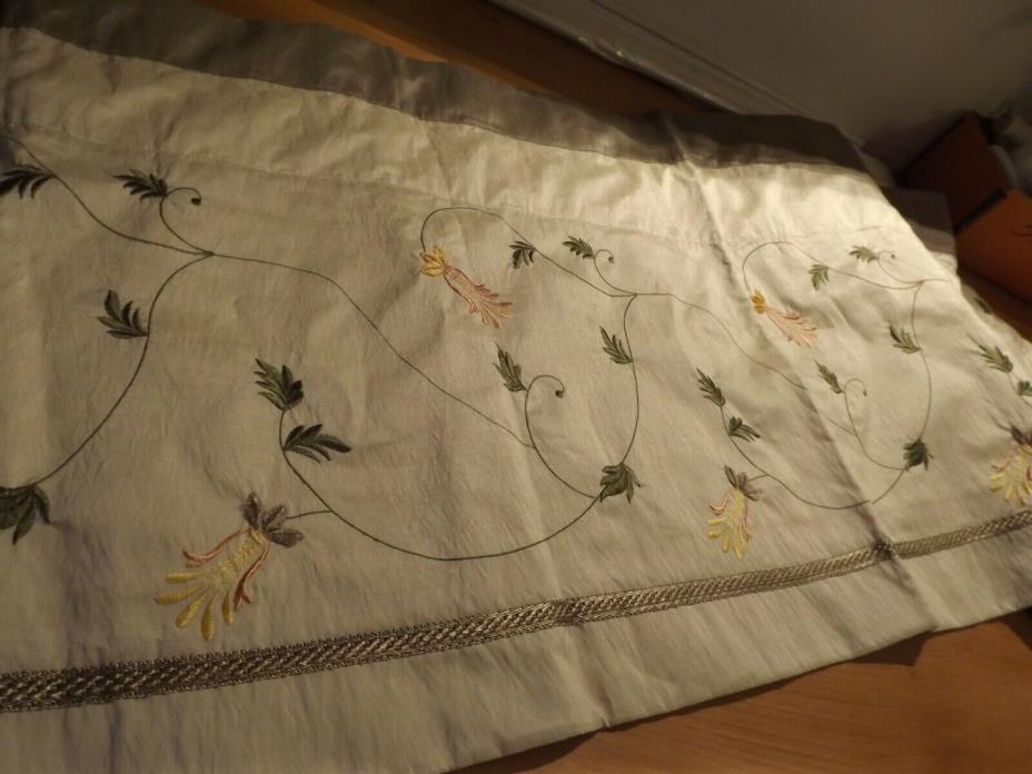 JC PENNEY lined VALANCE FLORAL EMBROIDERY 82Wx19.5