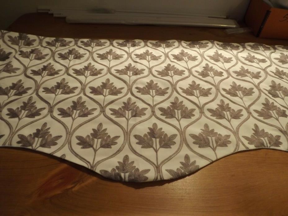 NEW TIWLL & BIRCH lined VALANCE embroidered leaves TRELLIS PATTERN 52Wx19