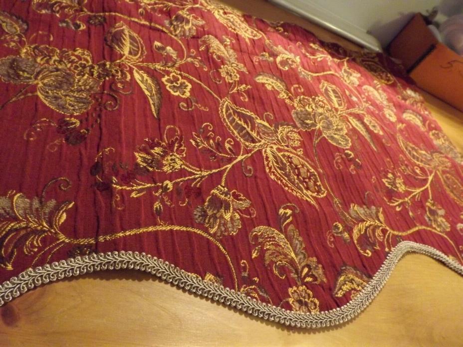 MAROON TAPESTRY VALANCE FLORAL 52Wx21