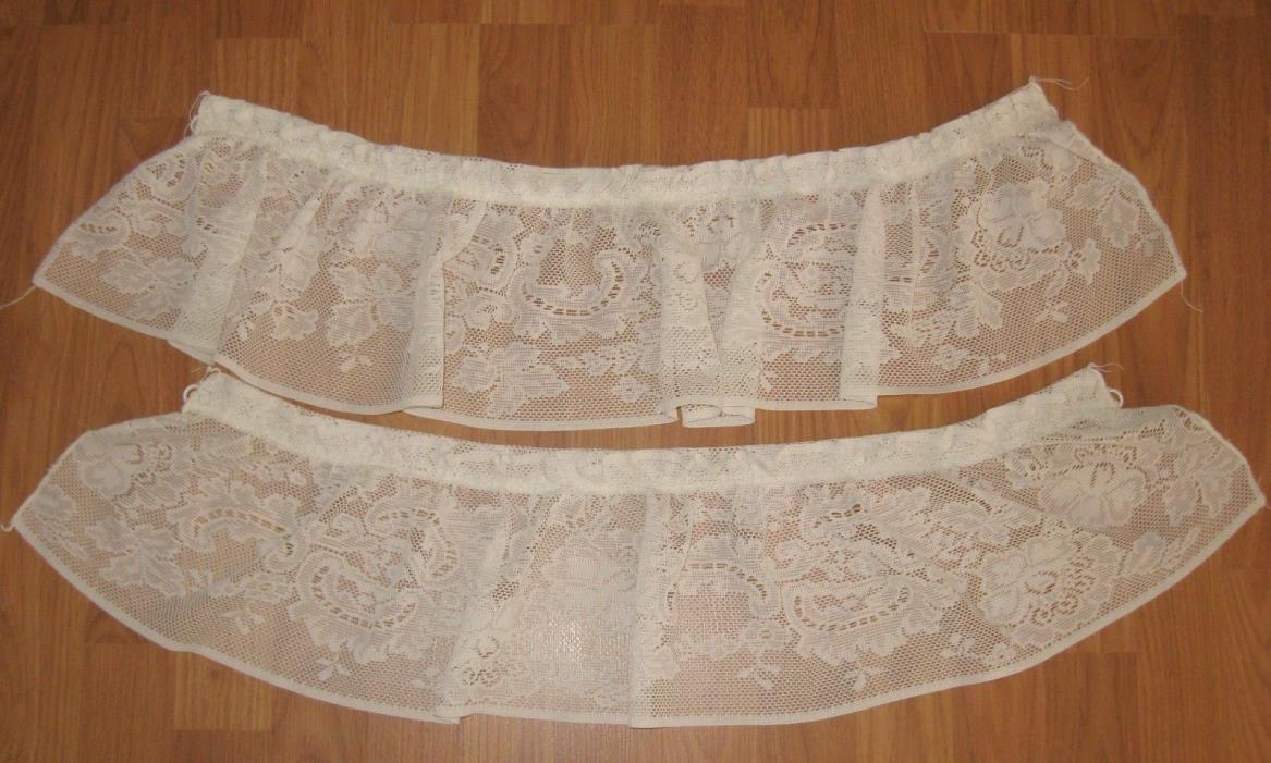 Vintage Net Floral Lace Ivory Curtain Tie Backs Lot 2