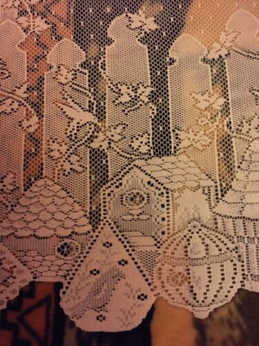 Vintage Beautiful Lace Curtains PICKET FENCES BIRD BOX American Made In USA