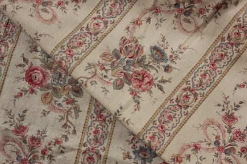 Curtain Antique French 1880 Romantic Floral and stripe drape Victorian period
