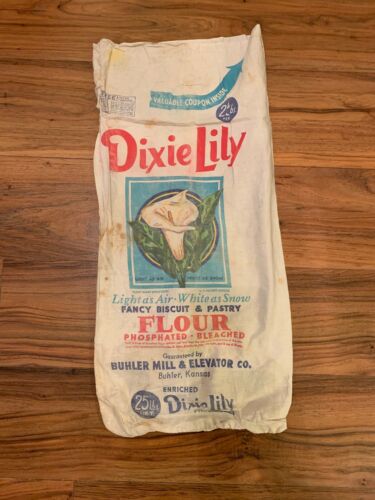 Vintage Dixie Lily Flour Sack 25lb
