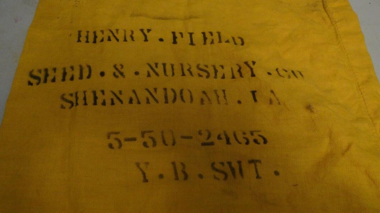 Field’s Seeds Henry Field Shenandoah Iowa Seed Sack Bag Cloth yellow 29