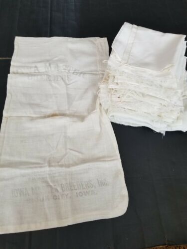 Lot of 16 Vintage Feedsack Quilt Fabric Plain Cotton Muslin