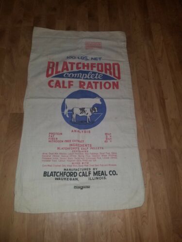 Blatchford Complete Calf Ration Cloth Seed Bag Waukegan Illinois Cow & Cattle