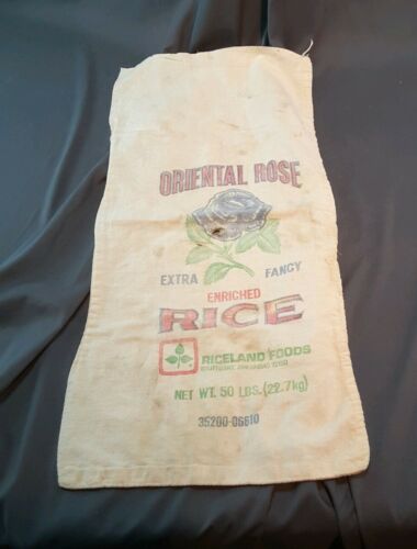 Vintage Cotton Rice Bag ~ ORIENTAL ROSE - 50 lbs..
