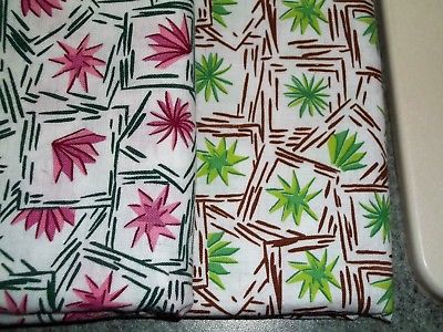 Vintage Feed Sack Feedbag Quilt Fabric Hot Pink Wine Green Stars Flowers?? Boxes