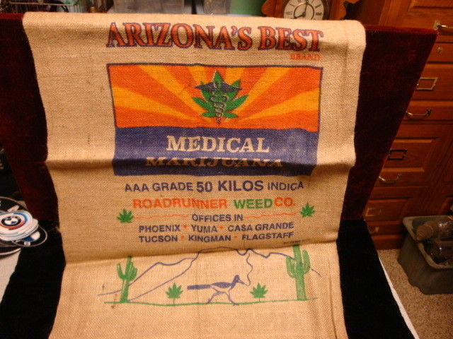 Arizona Brand Roadrunner Weed Co. Burlap Novelty Cannabis Marijuana Bag New