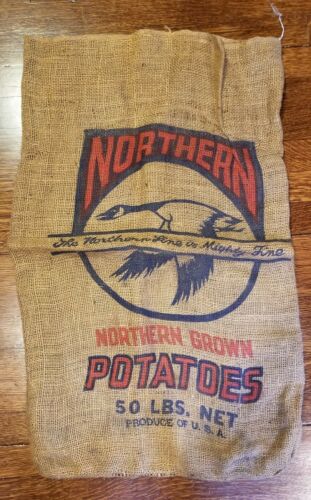 Vintage Burlap Northern Canadian Goose Potato Feedsack