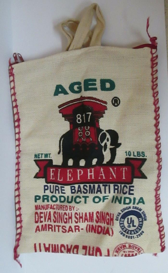 Elephant Pure Basmati Rice Burlap Zipper Bag Sack 15