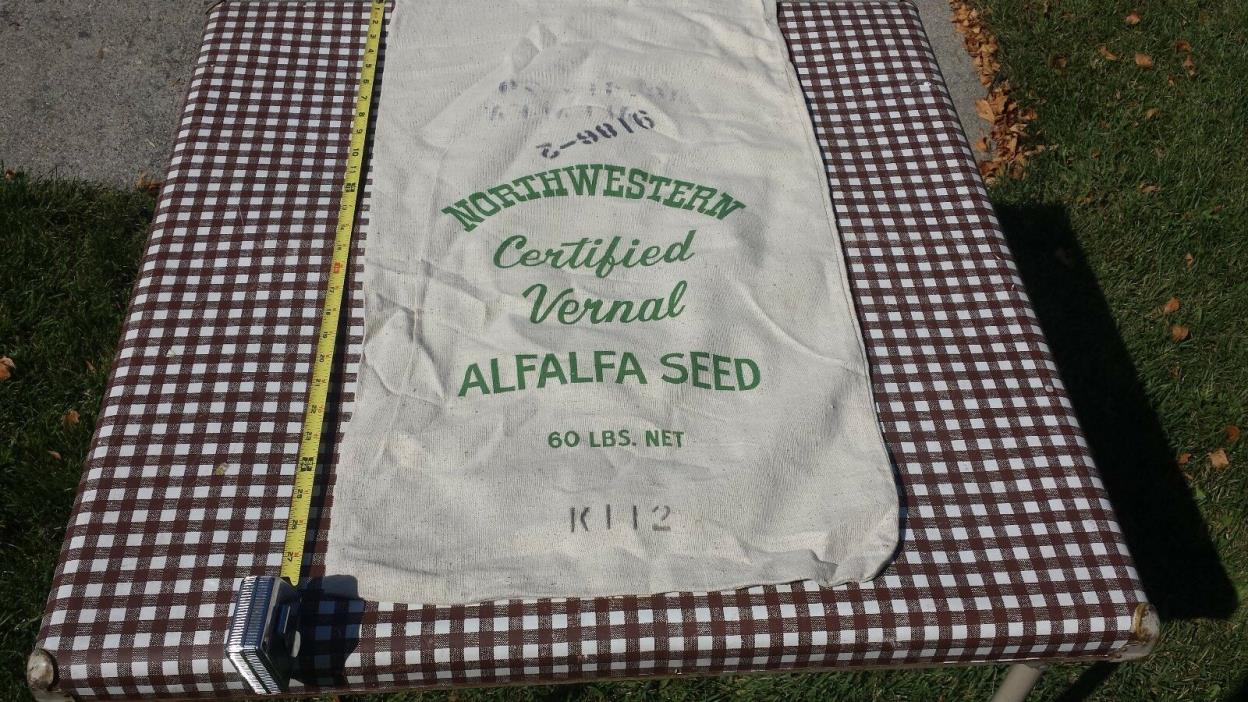 Vtg Northwestern Vernal Alfalfa Seed Feedsack Sack Bag 60 Lbs Farm House Deco