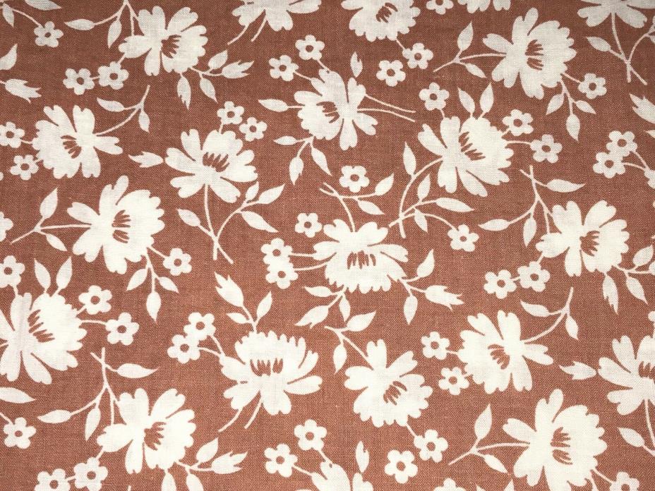Vintage Feed/Flour Sack Quilt Fabric Floral on Light Brown Stitching Intact